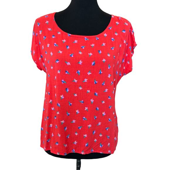 New ~ SPLENDID ~  Floral Button Back Short Sleeve Blouse Size S - Picture 1 of 5